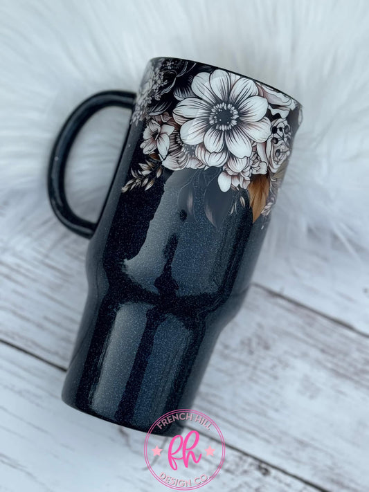 BLACK FLORALS TUMBLER