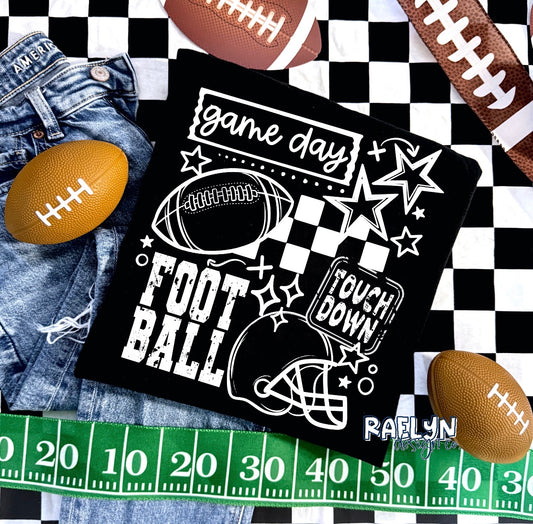 WHITE PRINT GAME DAY TEE