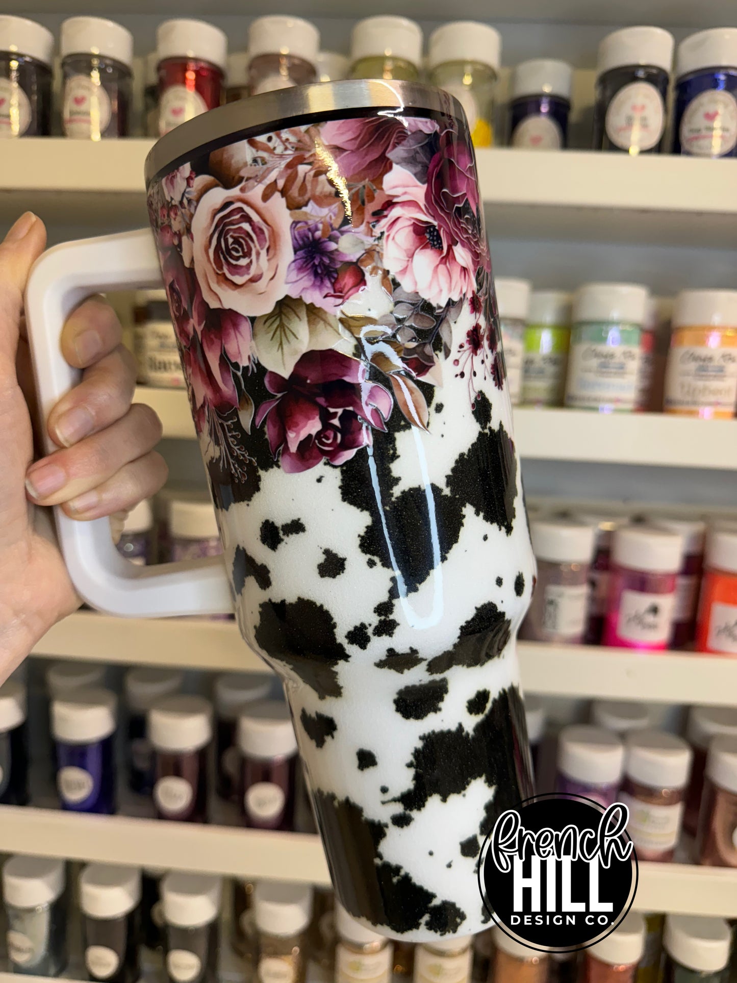 FLORAL COW PRINT TUMBLER